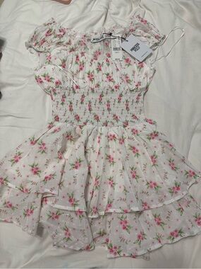 Princess Polly White Mini Dress with Pink Floral Print